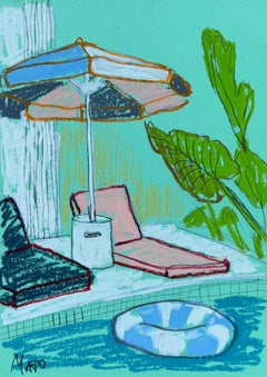 Pool , 35x25cm, Papier/Pastell