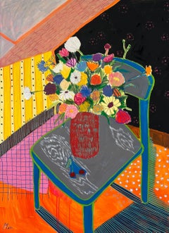 Vaso rosso, 110x80 cm, acrilico su tela