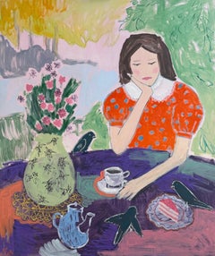 Tea Party with Birds, 120x100cm, acrylic on canvas