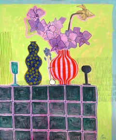 Jarrón con orquídeas, 100x80cm, acrílico sobre lienzo