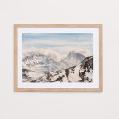 Mountain Landscape Painting, alps, snow, brown, blue, horizontal