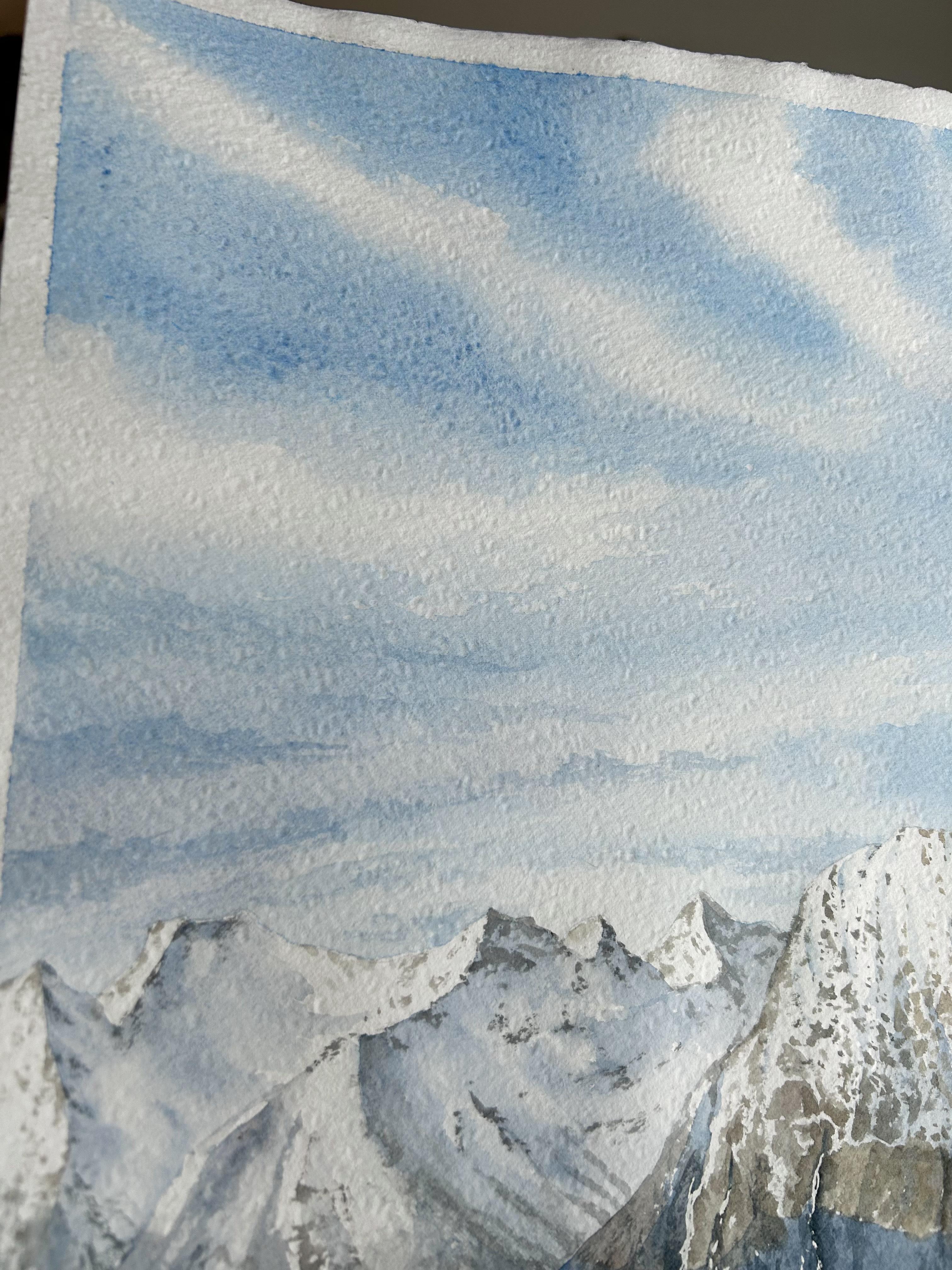 Mountain Landscape Painting, fjord, seascape, nordic, nature, blue, brown For Sale 3