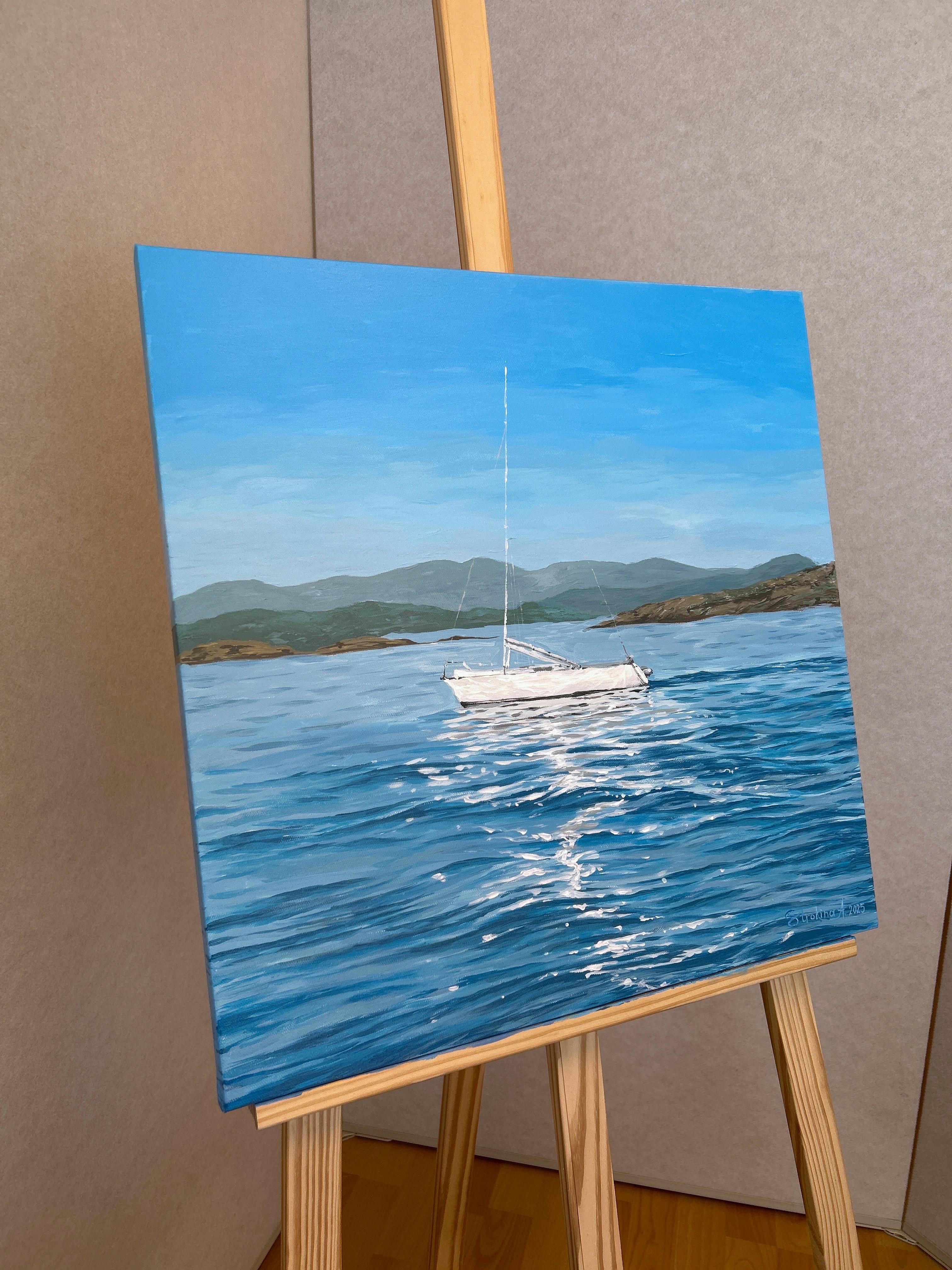 Stavanger is an inspiring Nordic city surrounded by the sea and mountains. Aleksandra Strokina created this landscape painting, inspired by a view just a 10-minute walk from her home. The artist hopes this landscape will bring its new owner a sense