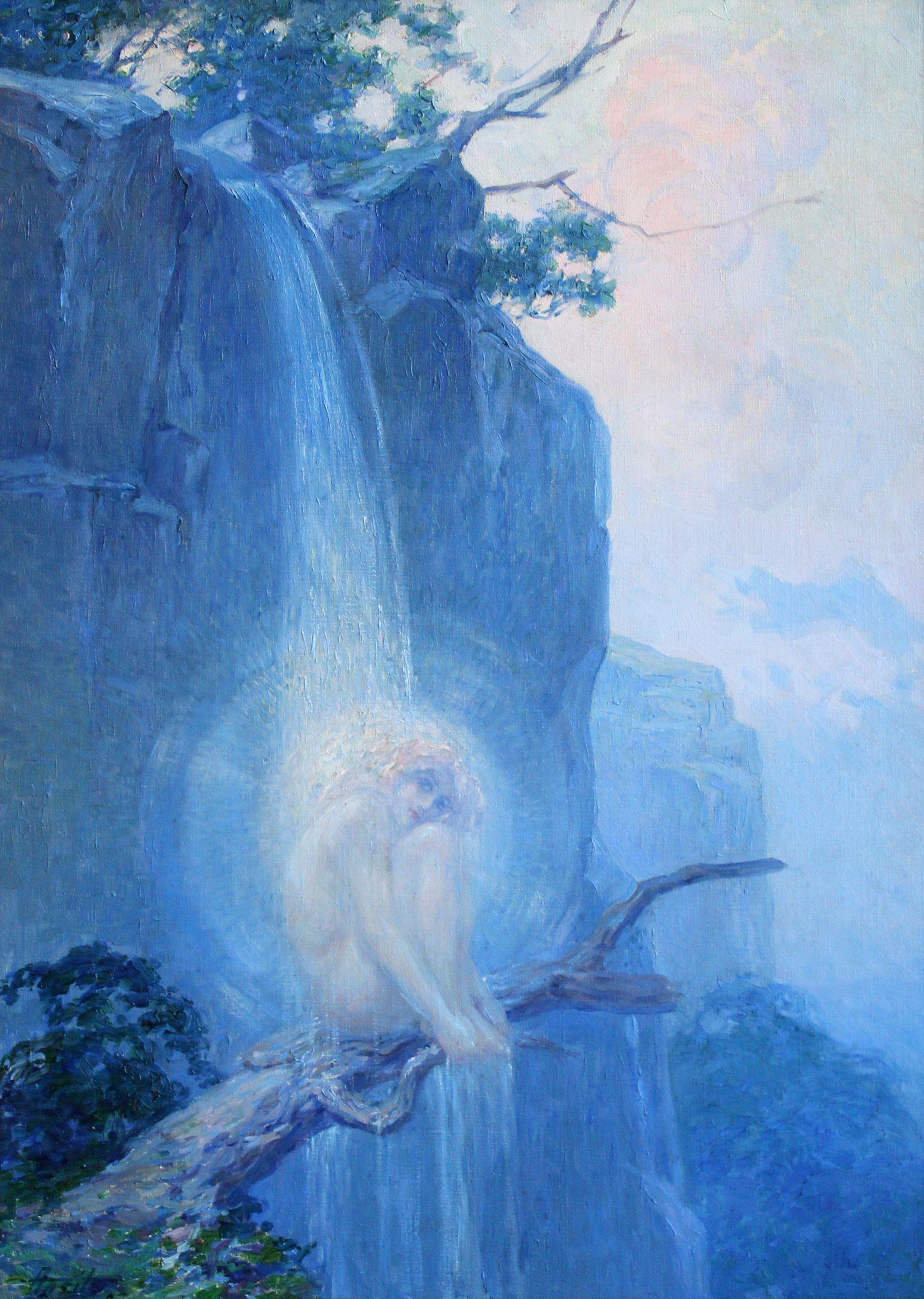 Figurative Painting di Aleksandrs Apsitis  - Fata della cascata. 1927, tela, olio, 75 x 52 cm