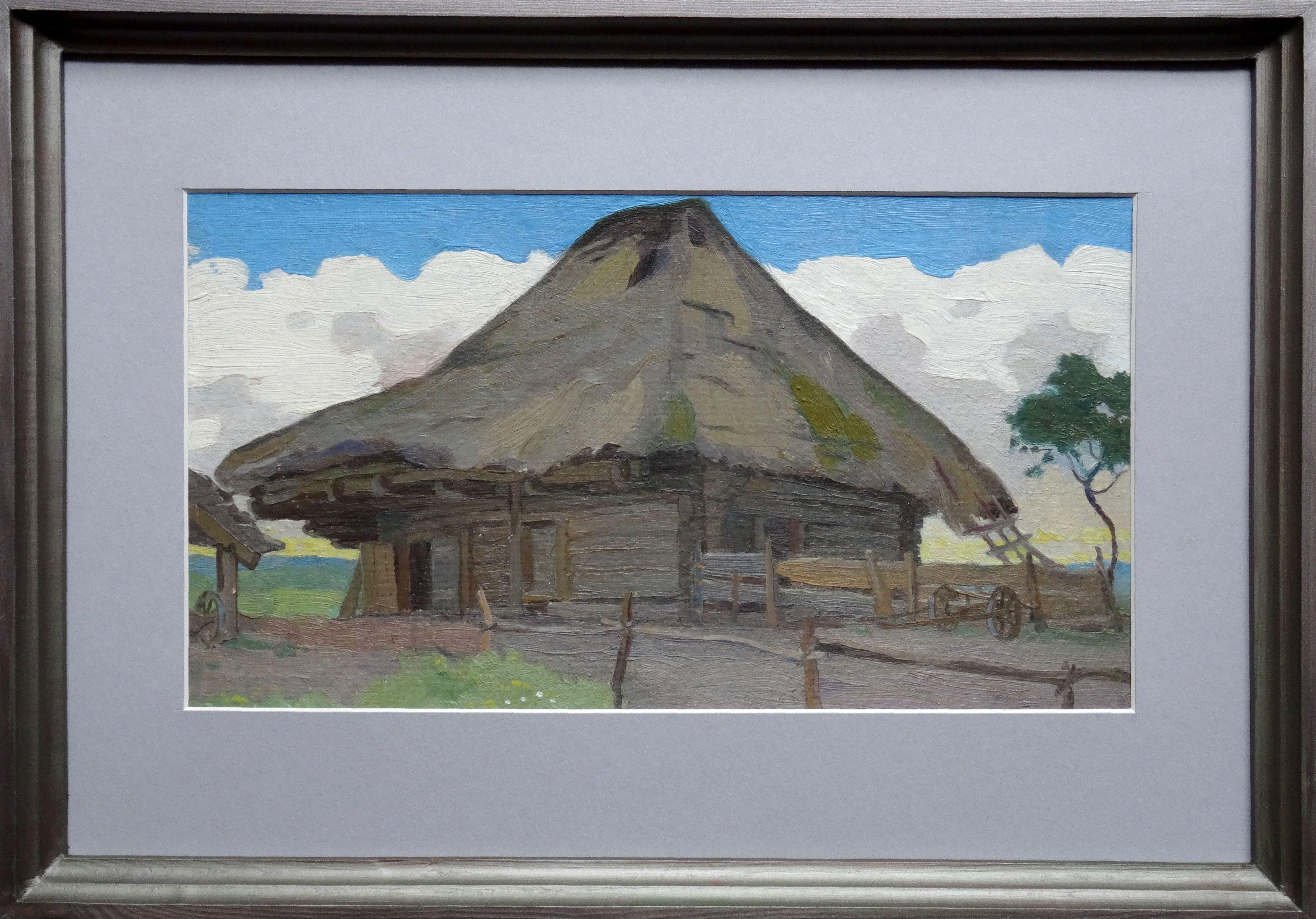 The old granary. Oil on cardboard, 24, 5x45 cm - Painting by Aleksandrs Cirulis