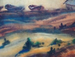 Boats by the lake. 1960s. Paper, watercolour, 49x58 cm