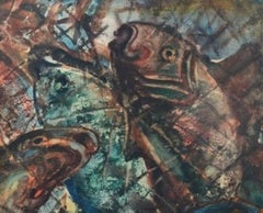 Composition with fishes. 1976, watercolor on paper, 54x74 cm