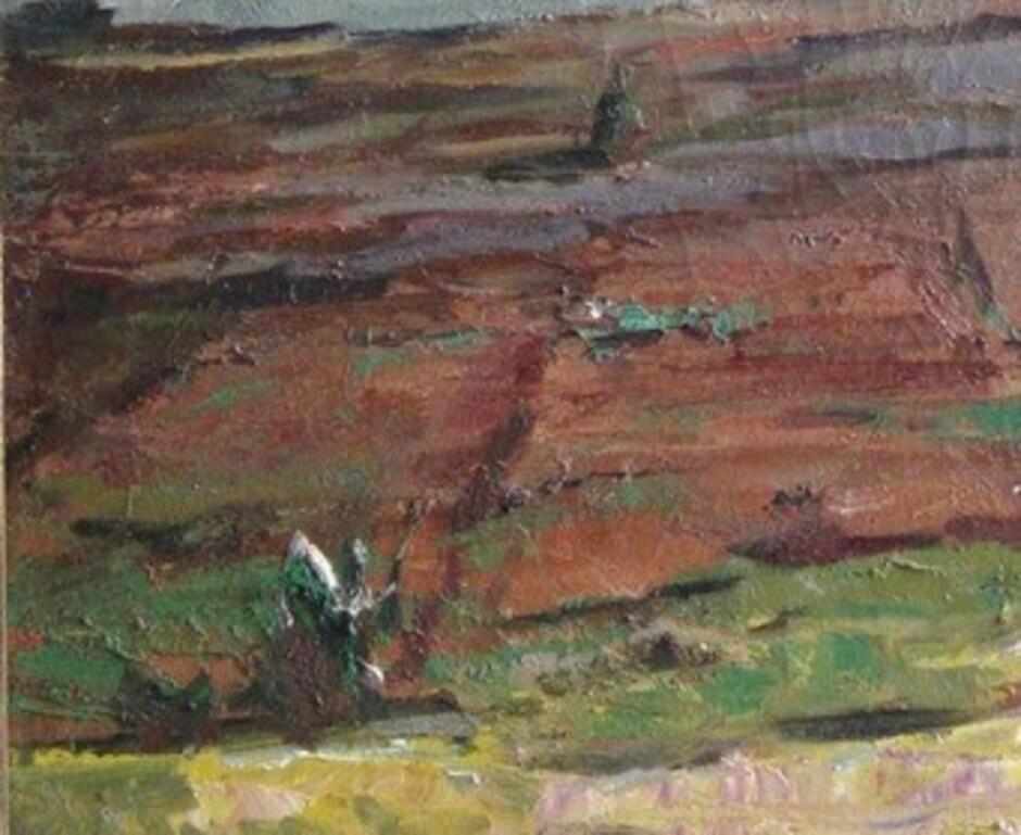 River. 1979, oil on canvas, 70x81 cm  - Painting by Aleksandrs Zviedris 