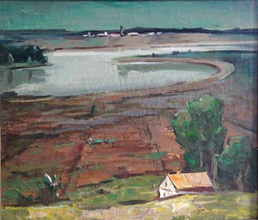 Aleksandrs Zviedris  Landscape Painting - River. 1979, oil on canvas, 70x81 cm 