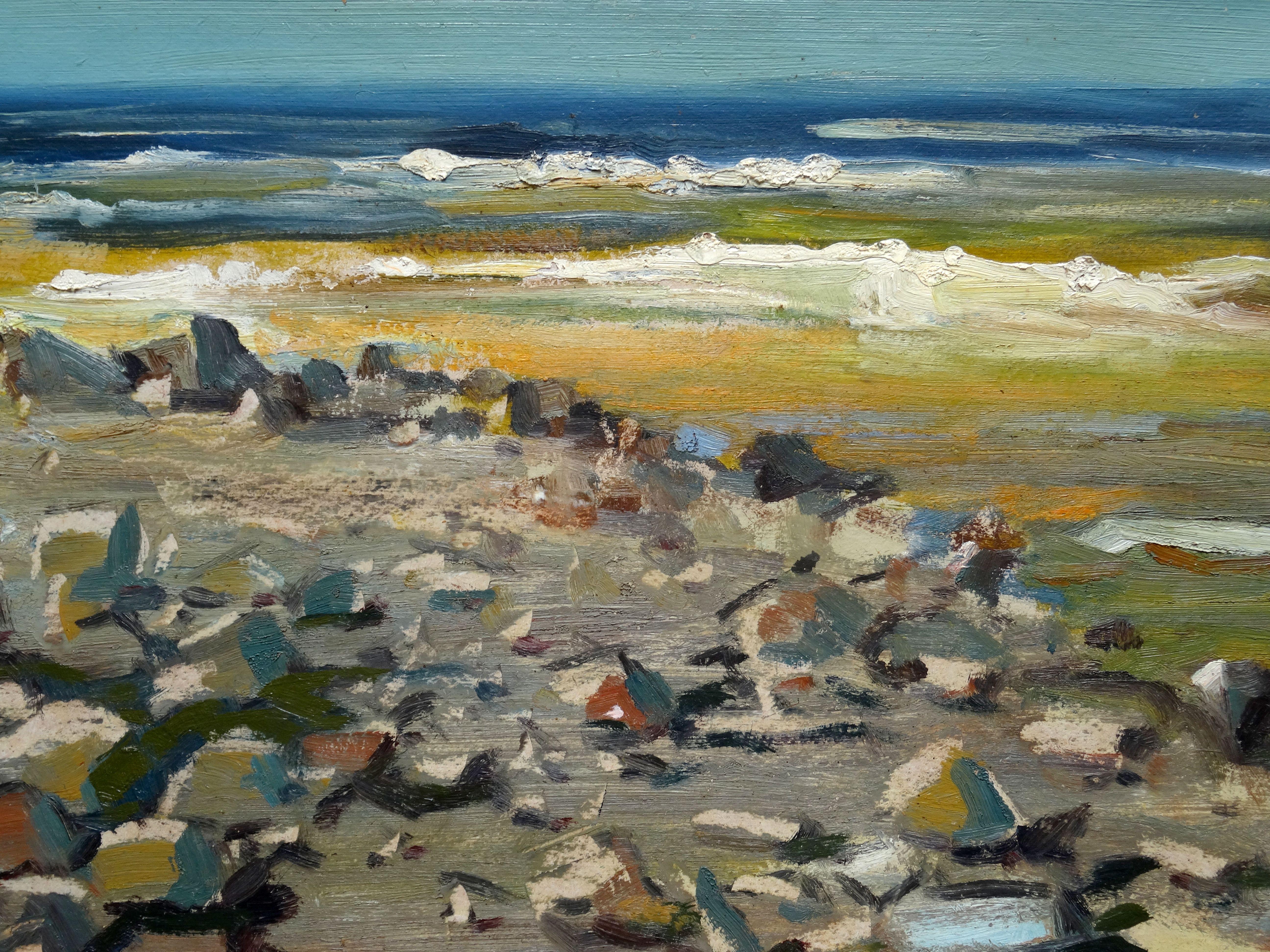 Aleksandrs Zviedris  Figurative Painting - Stones on the seashore.  1959. Canvas, oil, 50x70 cm