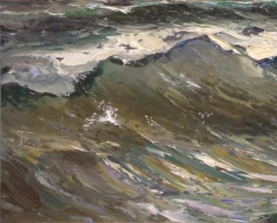 The sea. 1983. Oil on cardboard, 40x50 cm - Painting by Aleksandrs Zviedris 