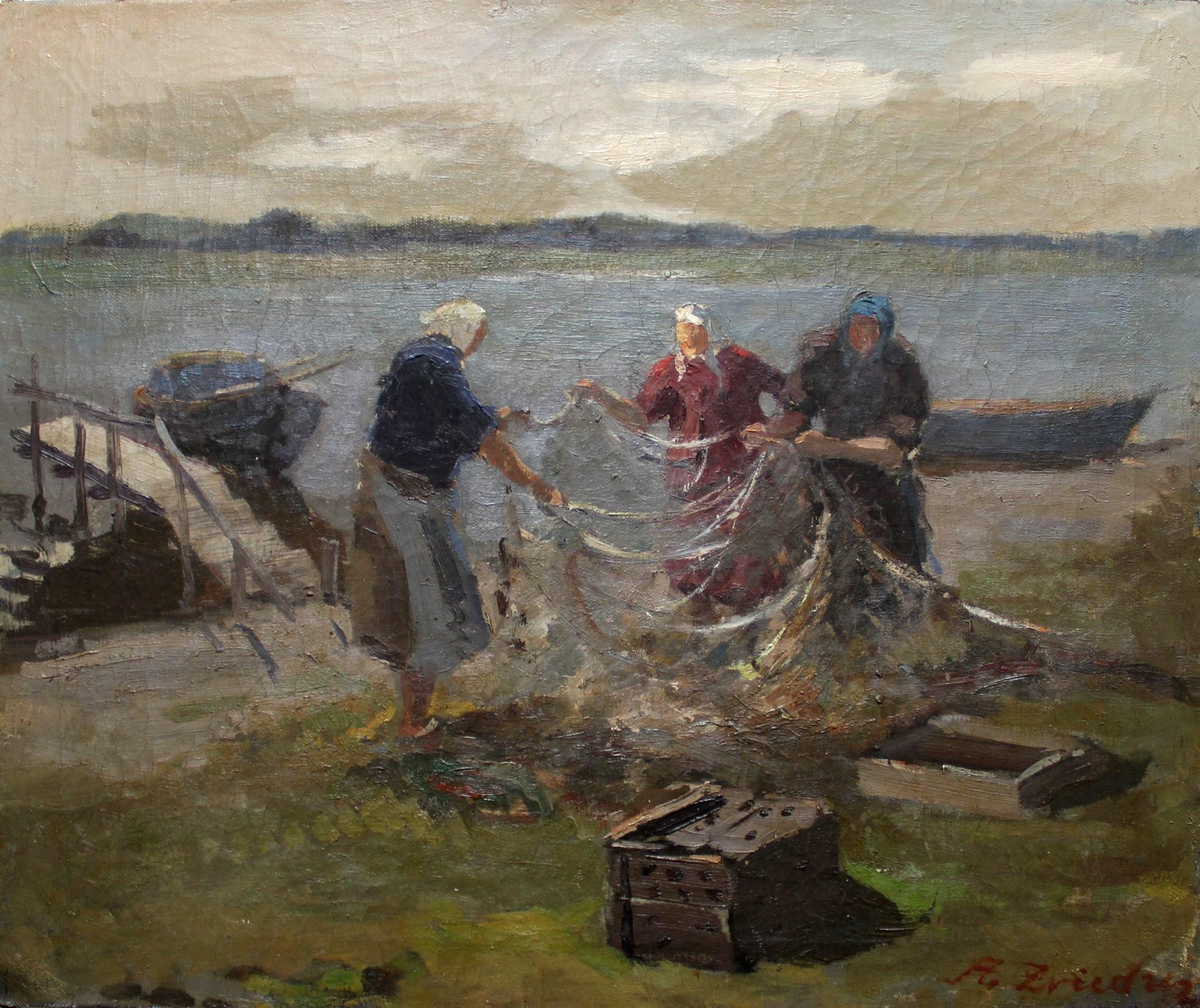 Aleksandrs Zviedris  Landscape Painting – Netzteppiche 55x65 cm