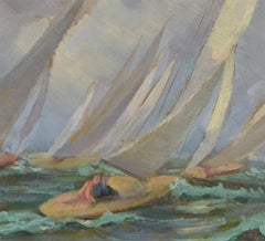 Yachts, cardboard/oil, 32x40 cm
