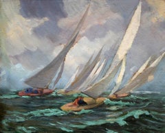 Yachts, carton/huile, 32x40 cm