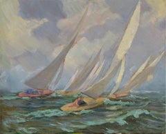 Yachts, cardboard/oil, 32x40 cm
