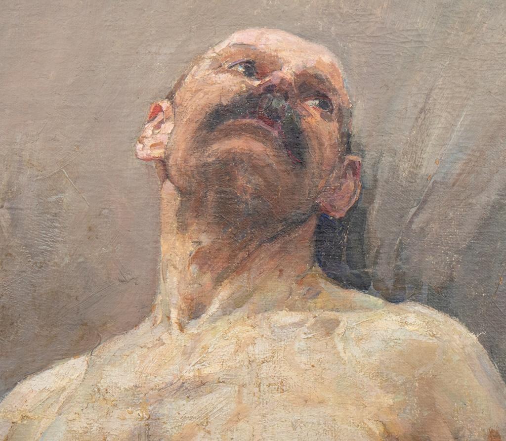 Aleksei Alekseevich Shovkunenko (Ukrainian, 1884-1974), Standing Nude Man, Oil on Canvas, signed lower left, signed 