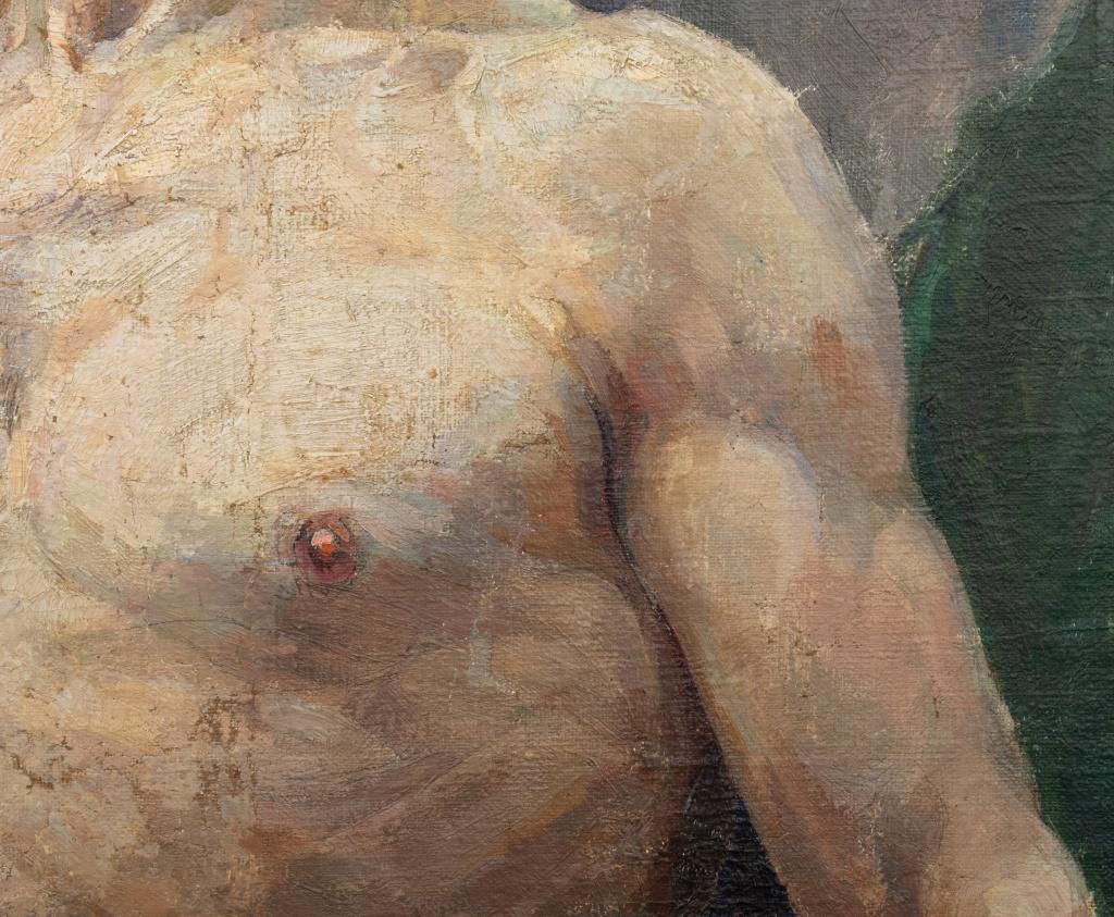 Aleksei Shovkunenko Nude Man Oil on Canvas In Good Condition For Sale In Astoria, NY