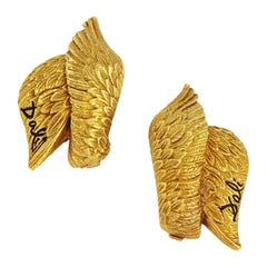Alemany & Ertman Inc. Salvador Dali Swan 14 Karat Gold Earrings