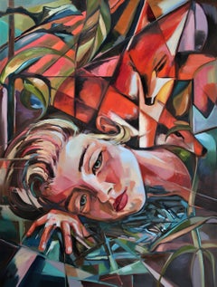 Rendezvous with Franz Marc's Fox: Figurative Oil Painting, 160x130cm, 2021