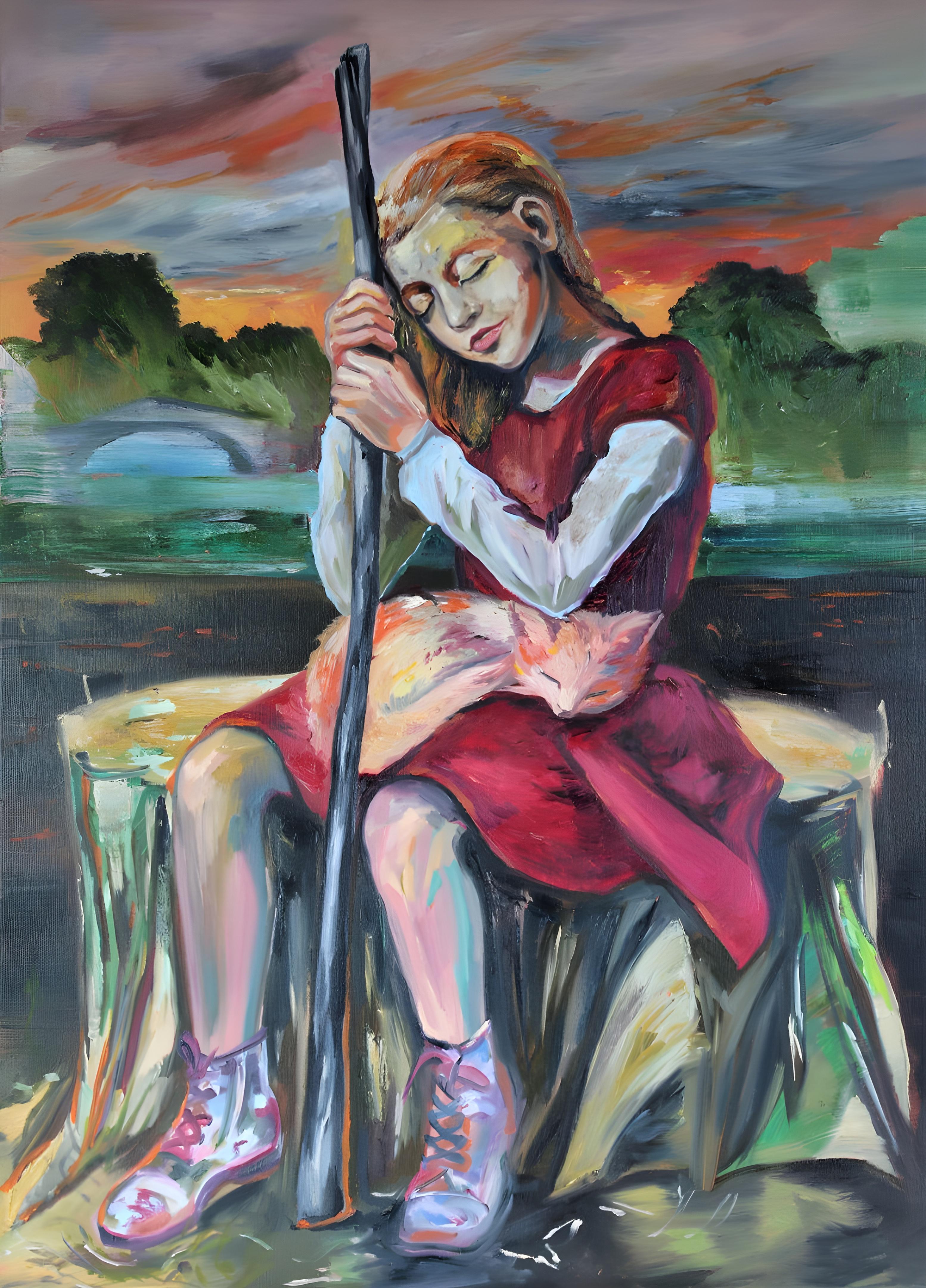 Wanderschaft: Figurative Ölmalerei, 120x90cm, 2010+