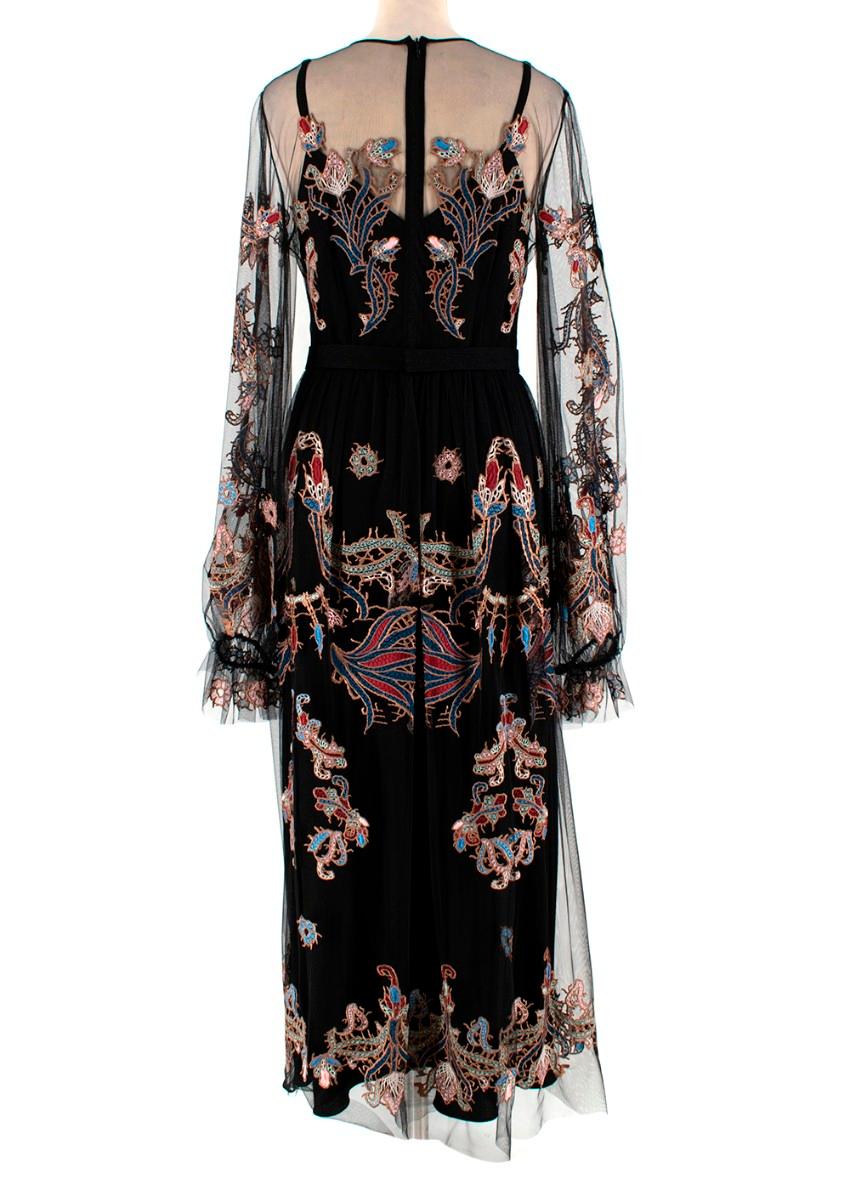 Femenino o masculino Alena Akhmadullina Maxi Vestido de Malla Bordado Negro US6 en venta