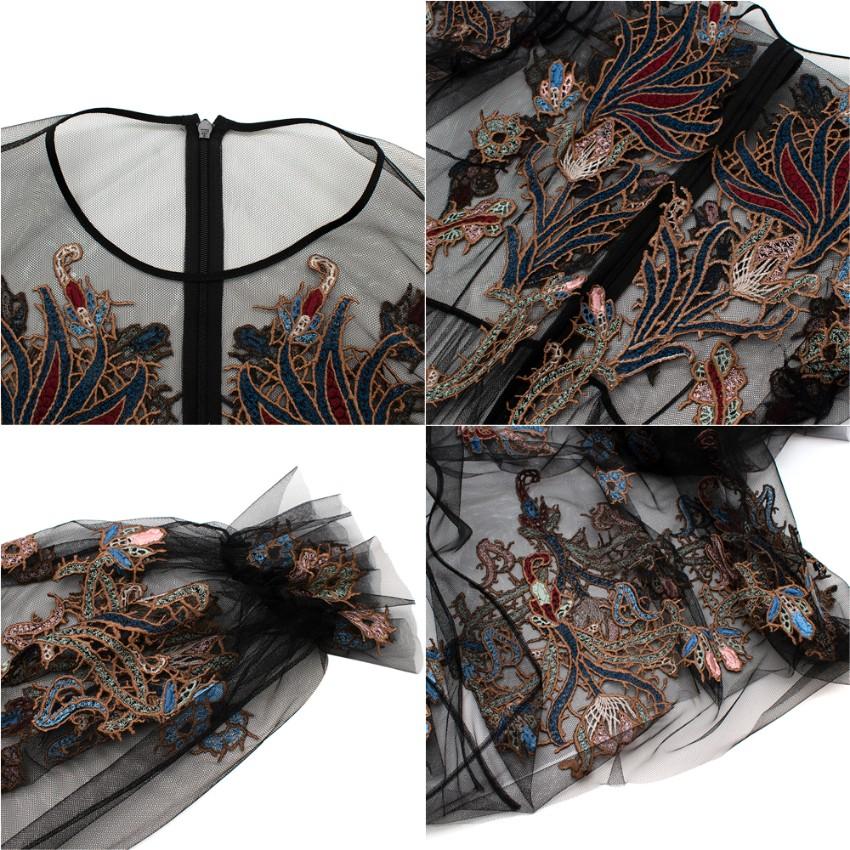 Alena Akhmadullina Maxi Vestido de Malla Bordado Negro US6 en venta 5