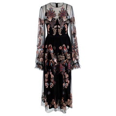 Alena Akhmadullina Maxi Vestido de Malla Bordado Negro US6