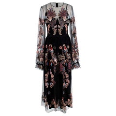 Alena Akhmadullina Black Embroidered Mesh Maxi Dress US6