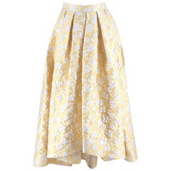 Alena Akhmadullina Yellow and White Floral Jacquard Skirt - Size Estimated XS