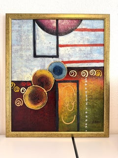 Alena Kalen Modern Geometric Original Abstract Oil Painting "Inner Smile” COA