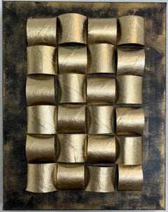 "Pliegues de oro" de Alena Kalen  Arte interior moderno con textura 3D  Firmado + COA