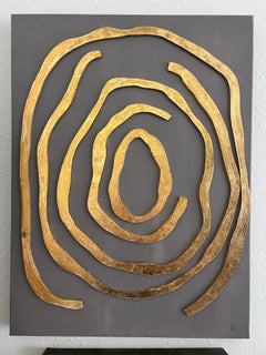 Original 3D Abstract Art by Alena Kalen "Golden Labyrinth" Gold Leaf, COA
