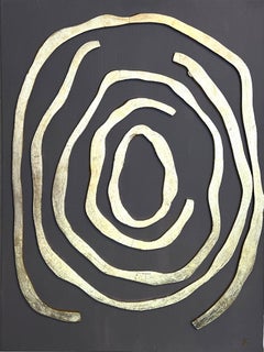 Original 3D Abstract Art by Alena Kalen "Golden Labyrinth" Gold Leaf, COA