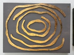 Original 3D Abstract Art by Alena Kalen "Golden Labyrinth" Gold Leaf, COA