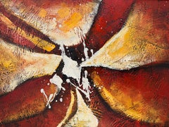 Pintura al óleo abstracta original "Núcleo radiante" de Alena Kalen Arte moderno enmarcado