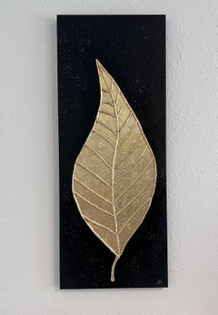 Foglia d'oro originale su tela - "Timeless Leaf" di Alena Kalen 2025, COA