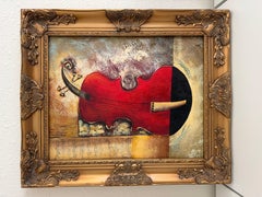 Original Textured Oil Painting “Nocturne” by Alena Kalen Framed Musical Violin