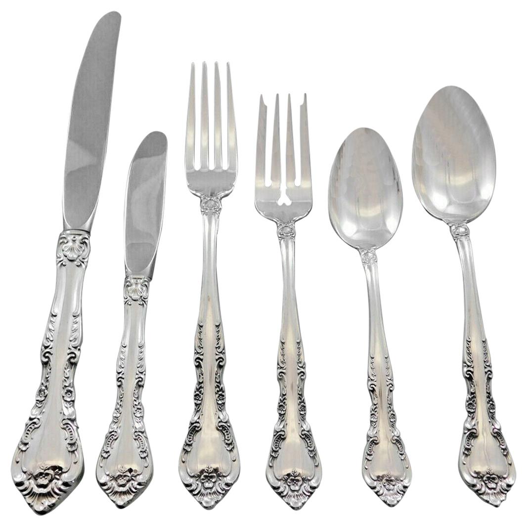 Alencon Lace by Gorham Sterling Silver Flatware Set for 12 Service 77 Pieces