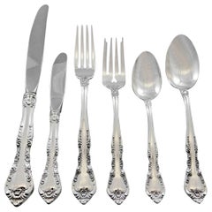 Alencon Lace by Gorham Sterling Silver Flatware Set for 12 Service 77 Pieces