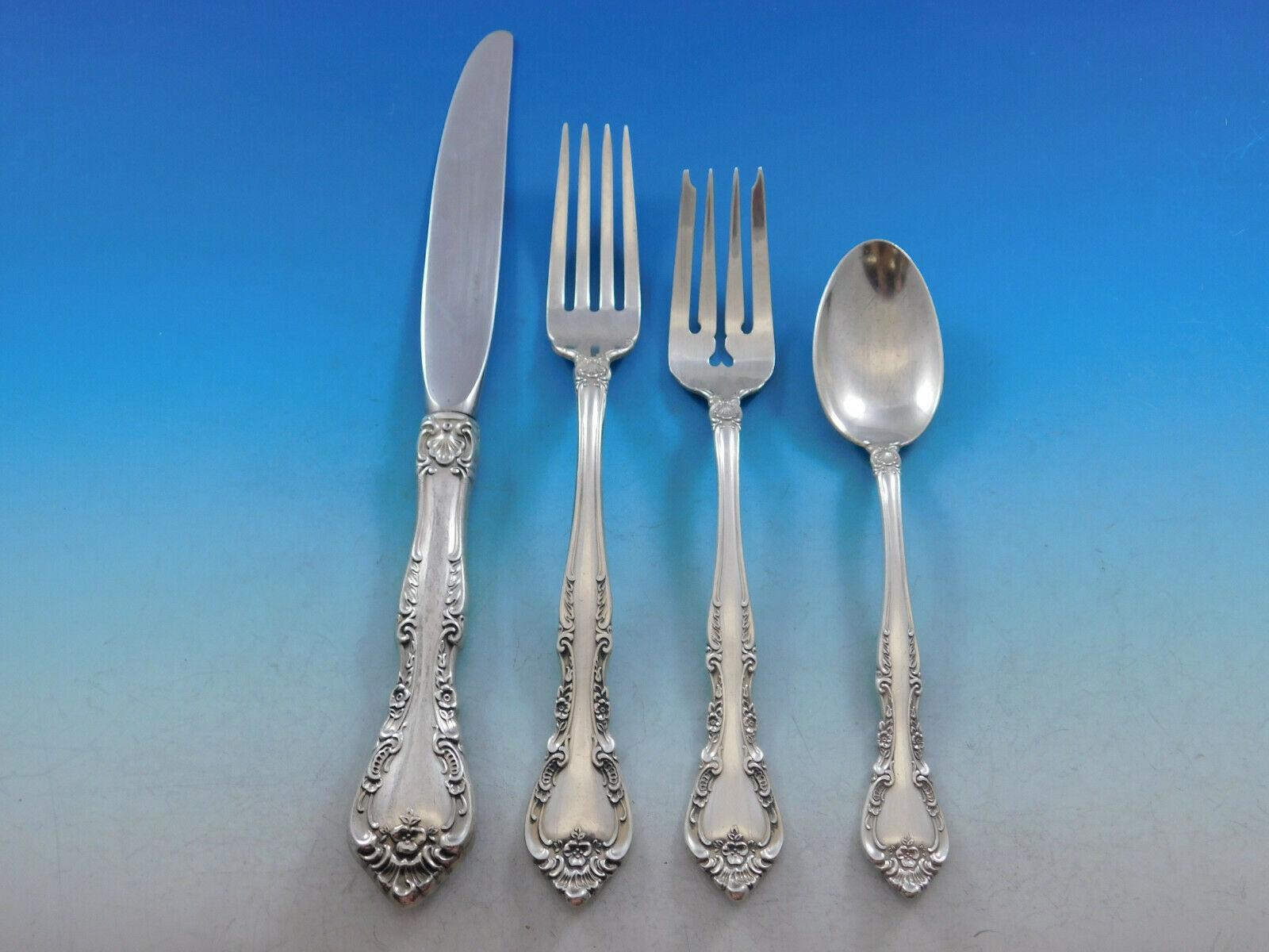 Alencon Lace by Gorham Sterling Silver Flatware Set for 8 Service 67 pieces In Excellent Condition In Big Bend, WI