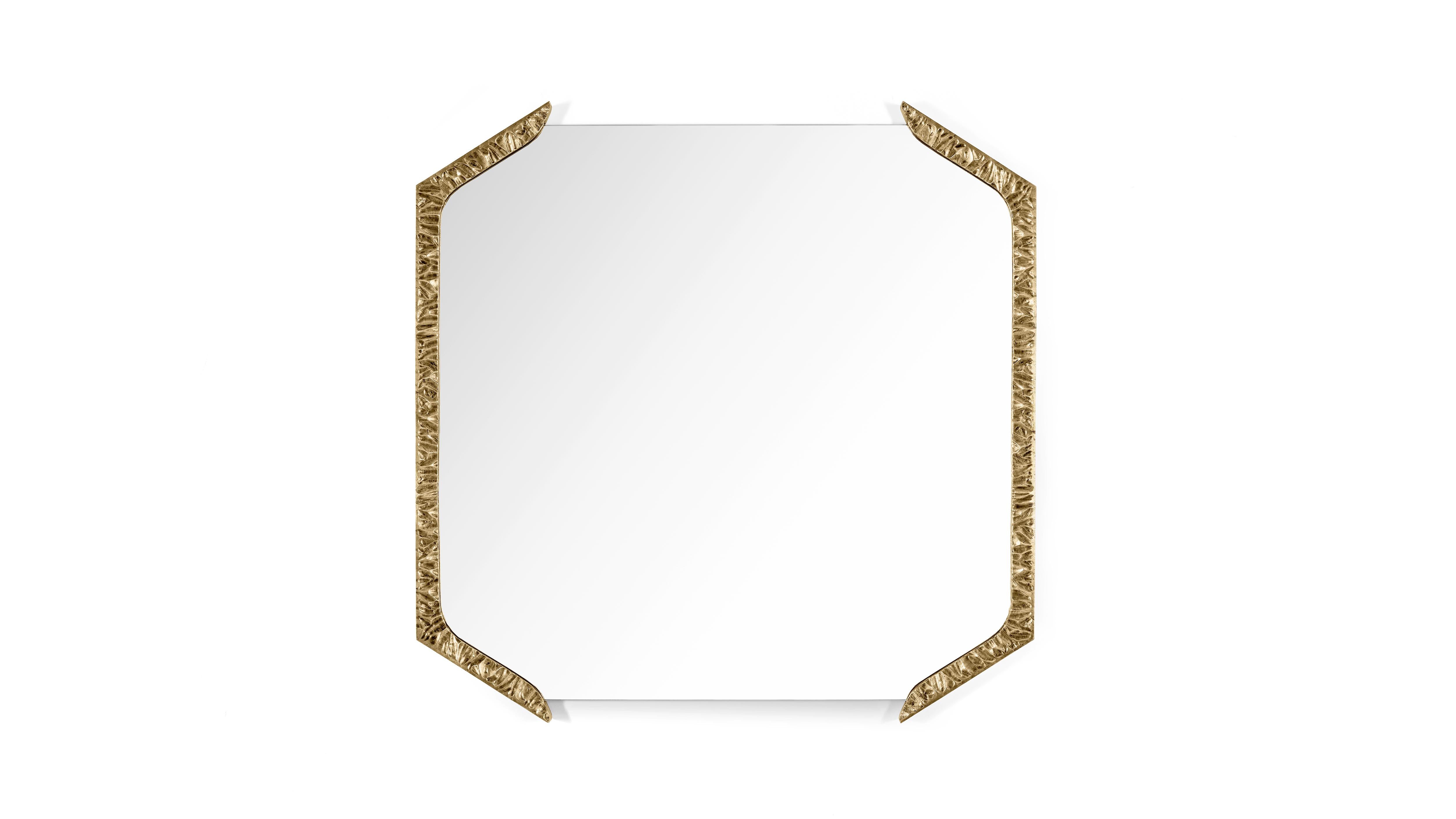 Alentejo Brass Square Mirror by InsidherLand
Dimensions: D 3 x W 85 x H 85 cm.
Materials: Patinated cast brass, clear mirror.
22 kg.
Available in other finishes.

Alentejo mirror has the similar conceptual approach to the typical cork oaks trees we