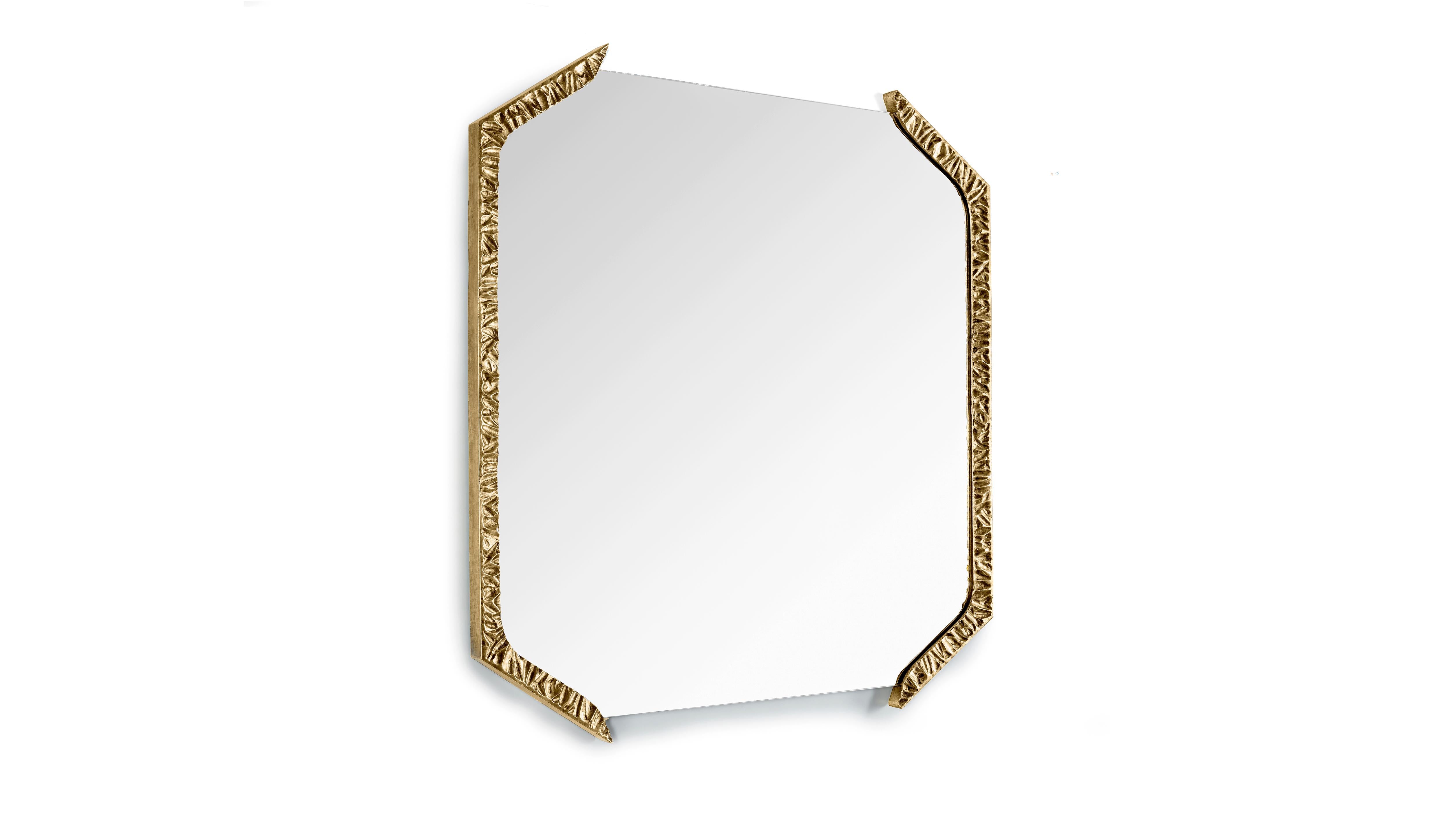 Post-Modern Alentejo Brass Square Mirror by InsidherLand For Sale