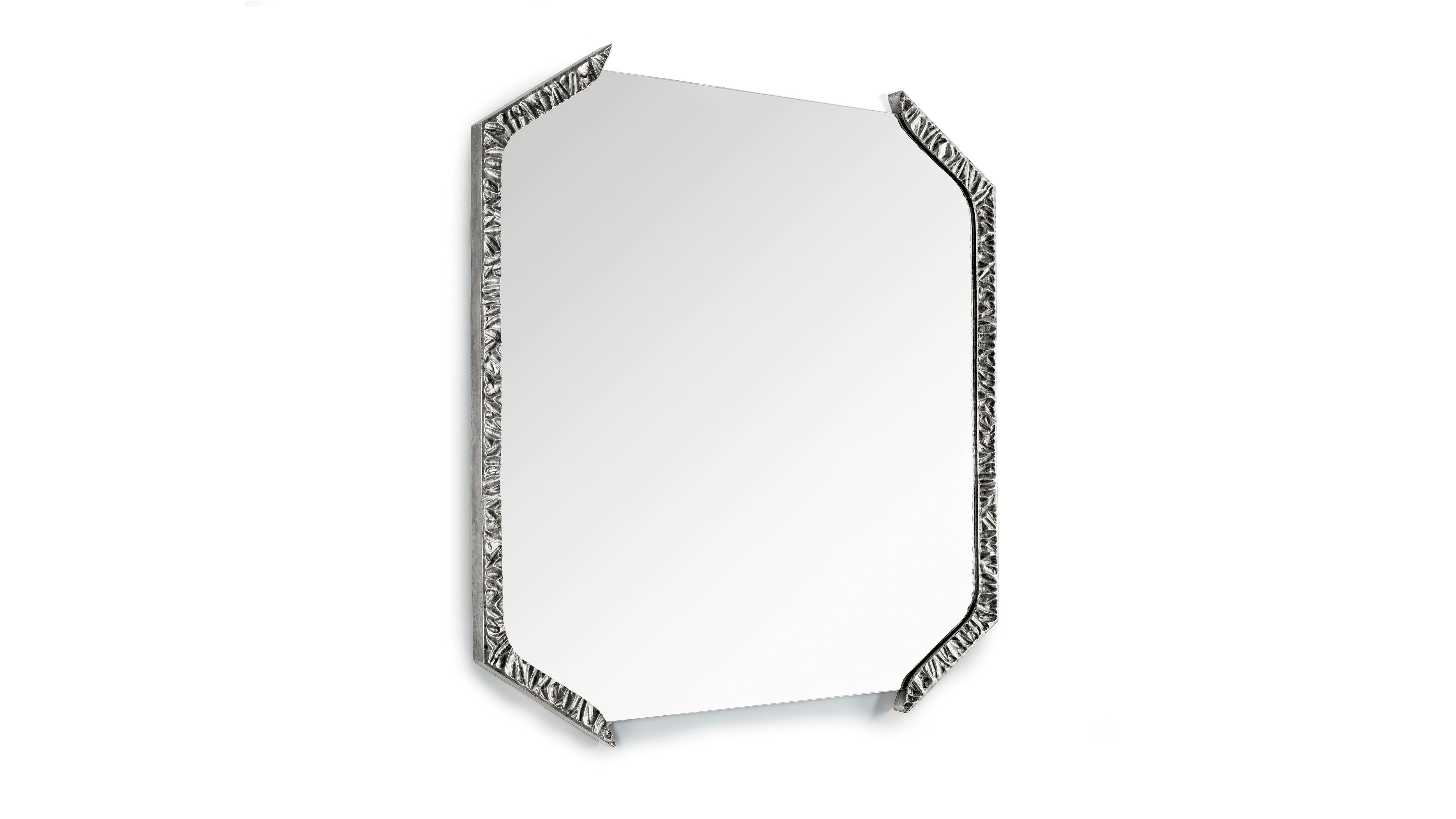 Postmoderne Miroir carré Alentejo Nickel par InsidherLand en vente