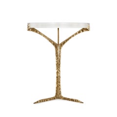 Nature inspired Estremoz marble cast brass Alentejo side table by InsidherLand