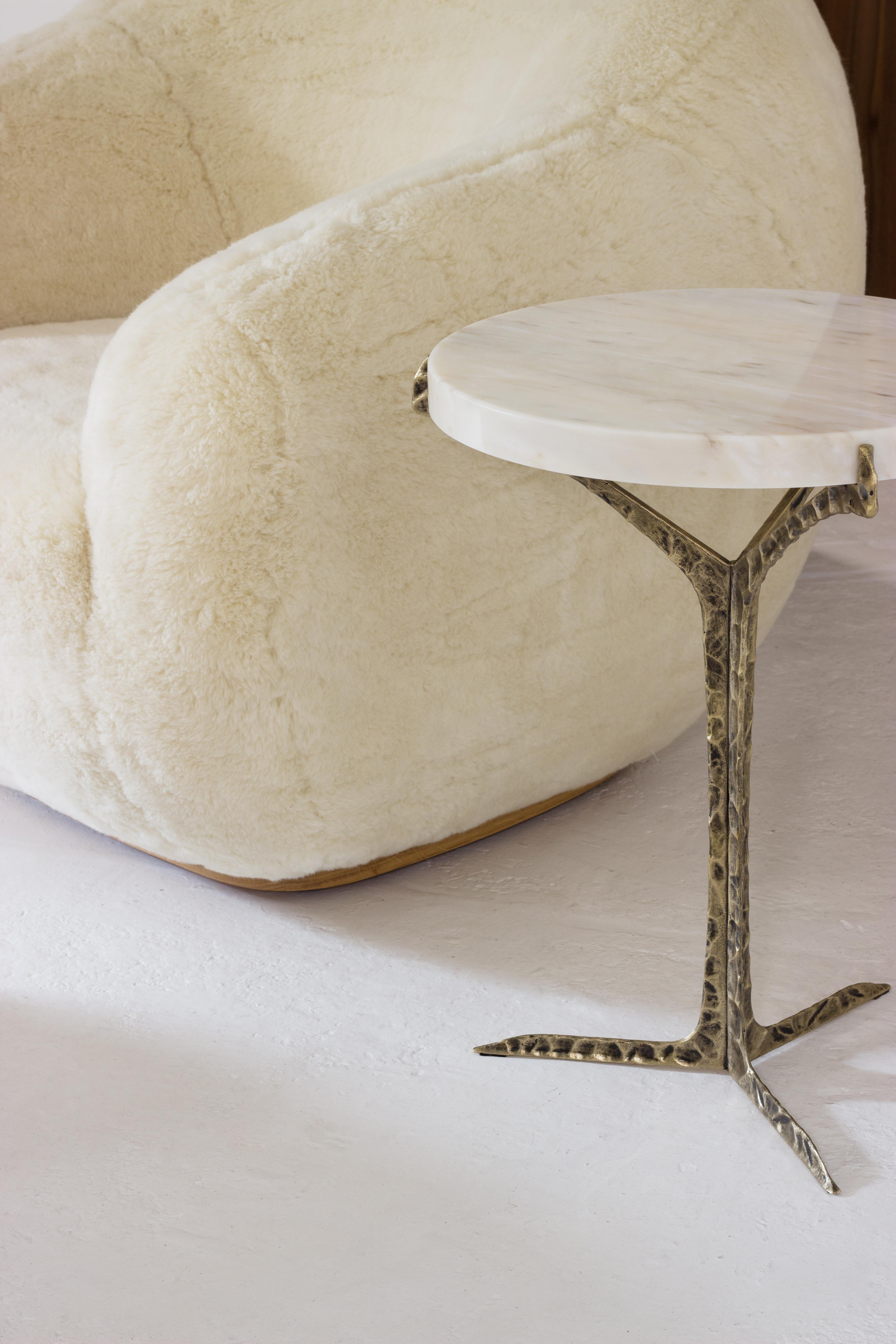 Portuguese Alentejo Side Table, Lacquered & Brass, InsidherLand by Joana Santos Barbosa For Sale