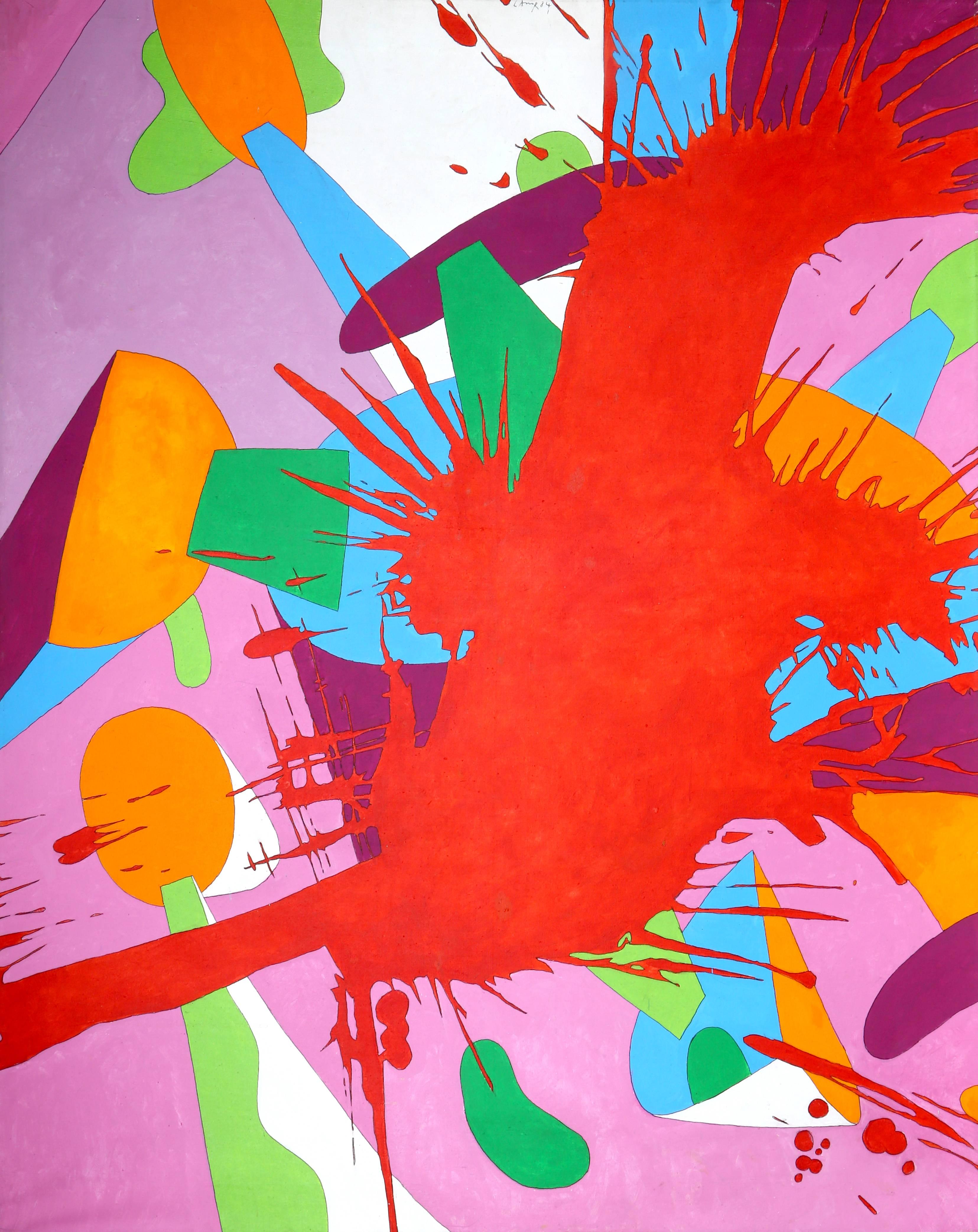 Cervene Skvrny, Tríptico de pintura al óleo expresionista abstracta de Ales Lamr en venta 1