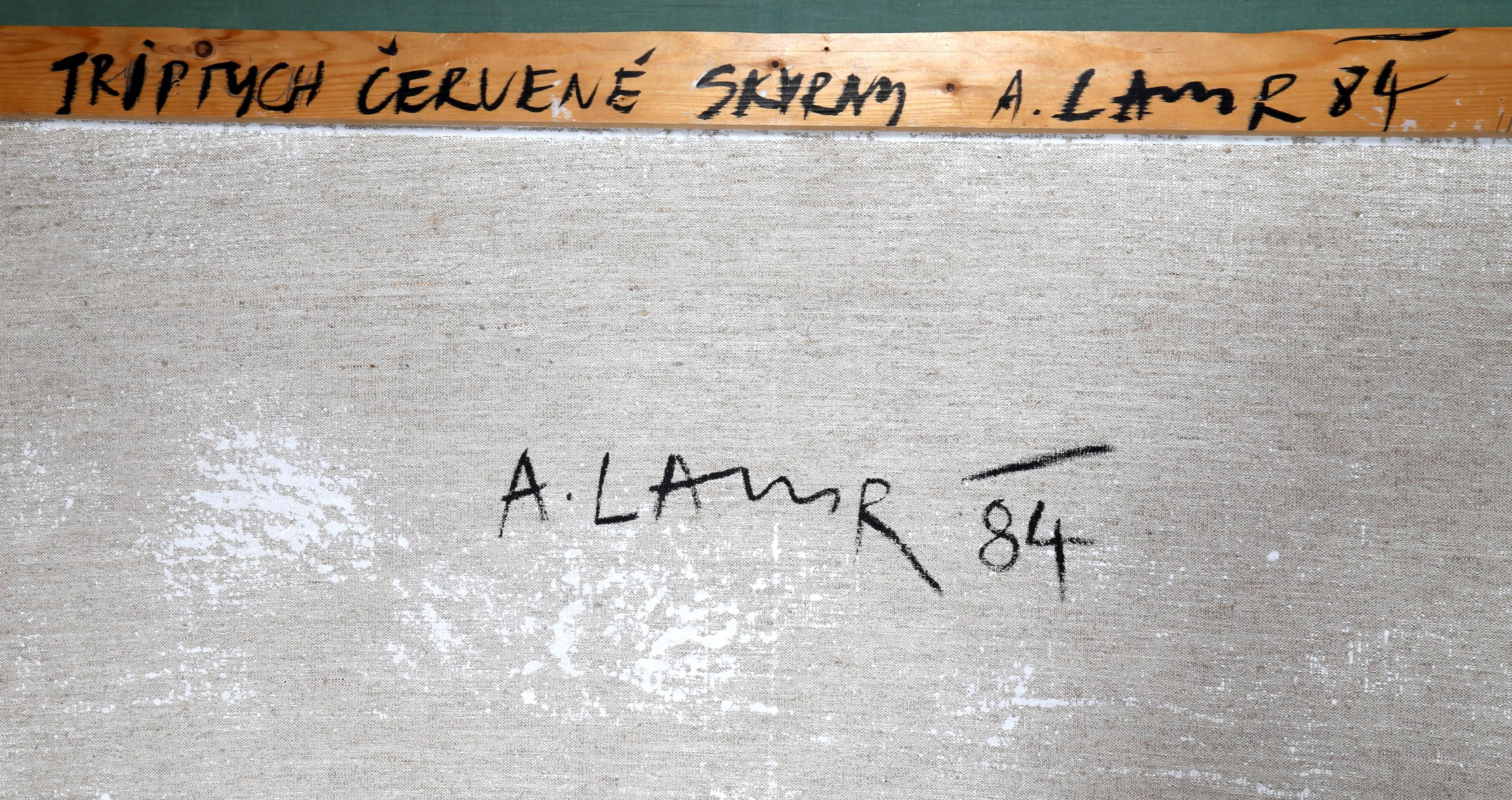 Cervene Skvrny, Tríptico de pintura al óleo expresionista abstracta de Ales Lamr en venta 5
