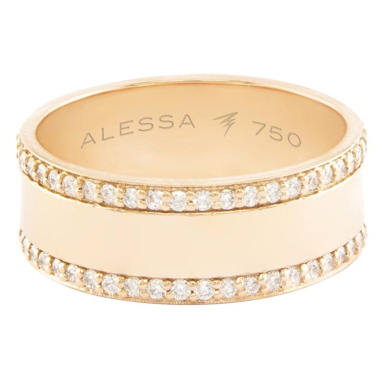 Alessa Border Diamond Ring 18 Karat Rose Gold Spectrum Collection For Sale