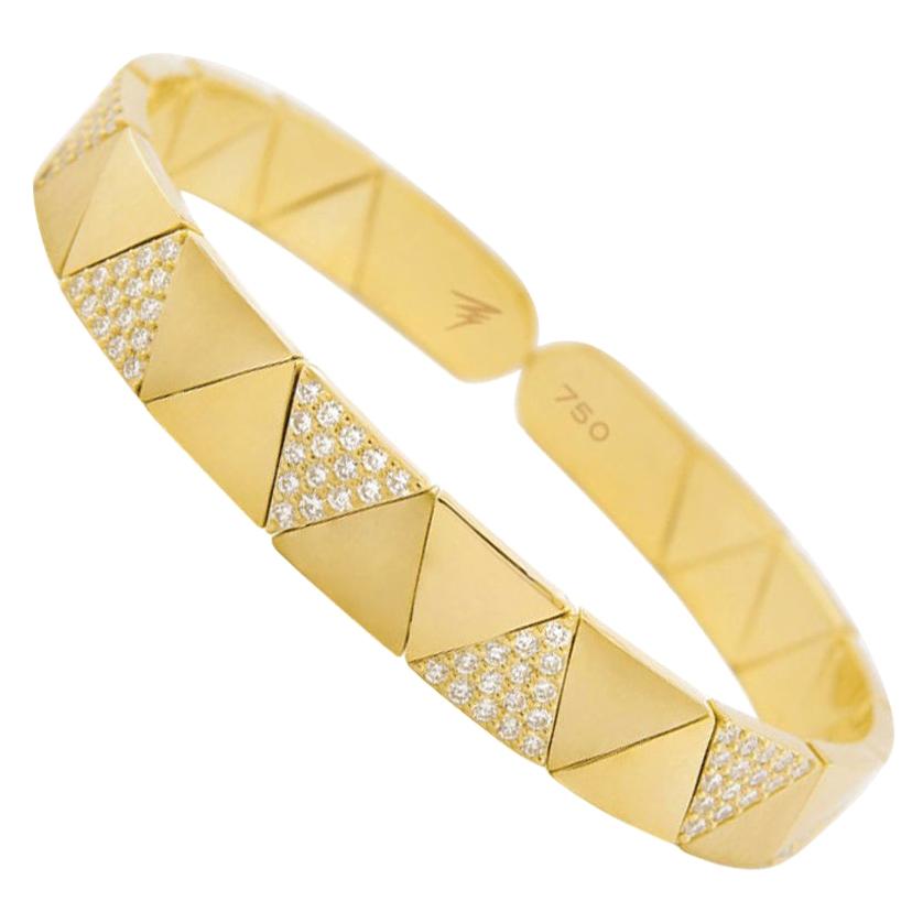 Alessa Duo Solo Full Pave Bracelet 18 Karat Yellow Gold Elixir Collection For Sale