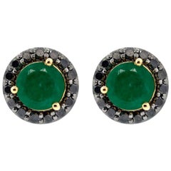 Alessa Emerald Stud and Cluster 18 Karat Yellow Gold Bloom by Lu Collection